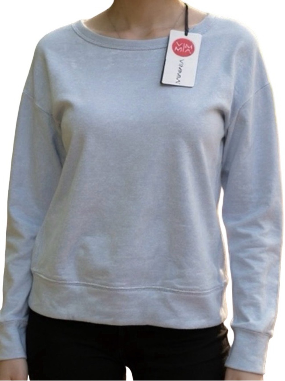 VimMia Womens Mist Long Sleeve Crew Neck Side Slit Soothe Pullover Sweatshirt S